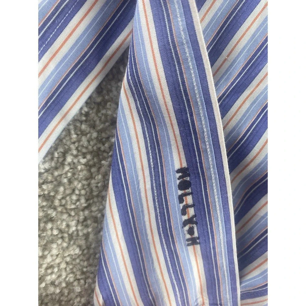 Polo Ralph Lauren Purple/Blue/Orange Striped Shirt 16-34/35 Mens L Blue Pony